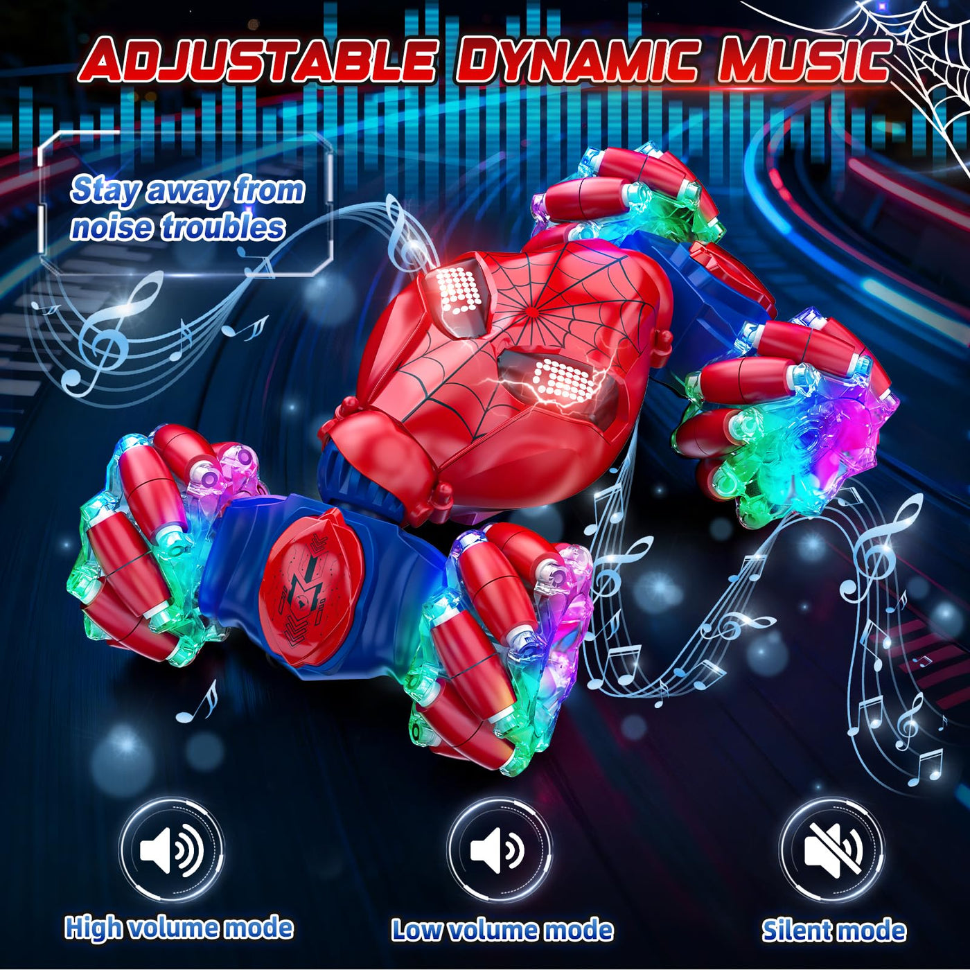 Spider Handsteuerung Ferngesteuertes Auto - 2.4GHz Doppelseitig RC Stunt Auto Spielzeug ab 3 4 5 6 7 8 9 10 Jahre Jungen, 360°Drehung RC Drift Autos mit Licht, Kinder Weihnachten Geburtstag Geschenke