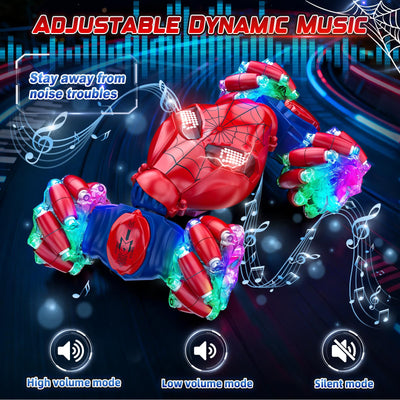 Spider Handsteuerung Ferngesteuertes Auto - 2.4GHz Doppelseitig RC Stunt Auto Spielzeug ab 3 4 5 6 7 8 9 10 Jahre Jungen, 360°Drehung RC Drift Autos mit Licht, Kinder Weihnachten Geburtstag Geschenke