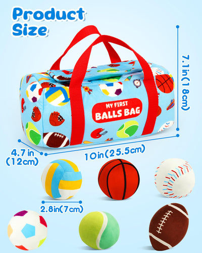 Vanmor Sensory Sports Balls für Kleinkinder, Babyspielzeug mit Reisetasche, Frühes Lernspielzeug für Babys ab 12 Monaten. Perfekt für die Sensorische Entwicklung, Tolles Geschenk für die Kleinen