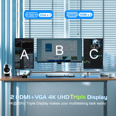 NiPoGi CK10 Mini PC Ιntel Core i5-12450H(8C/12T, bis zu 4,40 GHz), 16 GB DDR4 512 GB M.2 NVMe SSD Mini Desktop Computer, WiFi 6, BT 5.2, 2X HDMI+VGA, 4K UHD Triple Display für Büro/Zuhause/HTPC.