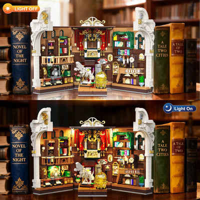 INSOON Dinosauriermuseum Book Nook Bauspielzeugset mit Licht, DIY Booknook Klemmbausteine Baustein Set Haus Dekor, 1500 Stück Miniatur Haus Bauset Geschenk für Erwachsene Kinder Mädchen Jungen 12+