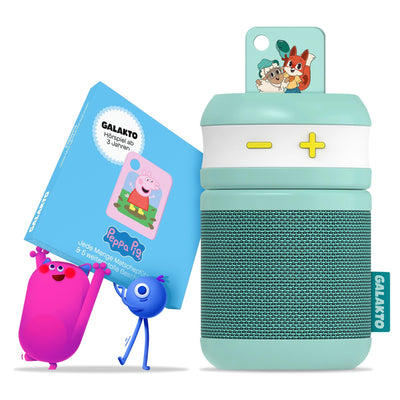 Galakto - Kinder Musik- und Hörspielplayer für zuhause und unterwegs, inkl. 2 Token “Peppa Pig” / “Fox & Sheep”, ohne Internet überall hörbereit, kinderleichte Bedienung, Lange Akkulaufzeit