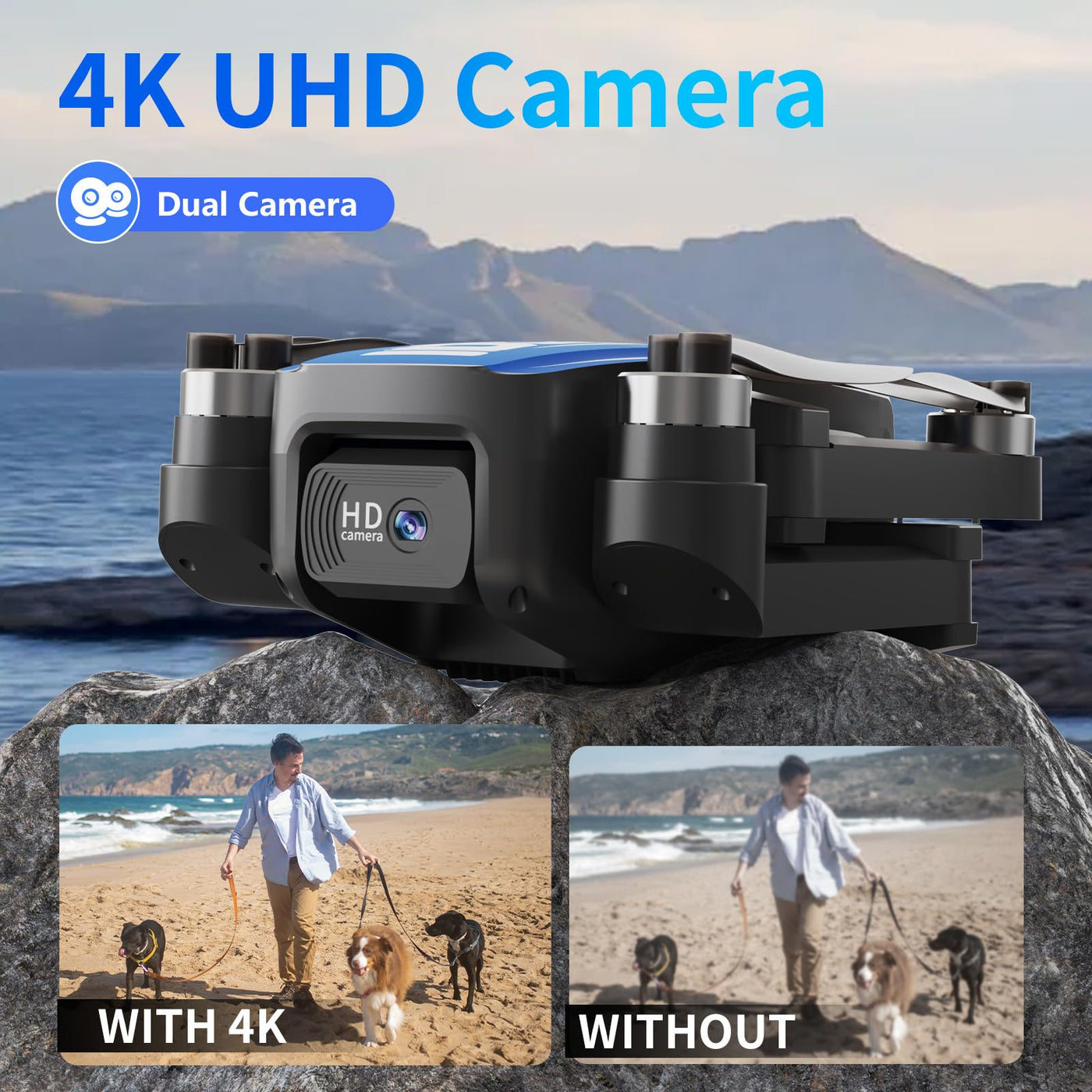 LE-IDEA GPS Drohne mit Kamera 4k, IDEA36LCD Klappbare Drohne mit LCD Bildschirm Bürstenloser Motor, Positionierung des Lichtstroms Kopflosen Modus Höhenhalt, FPV RC Quadrocopter für Anfänger