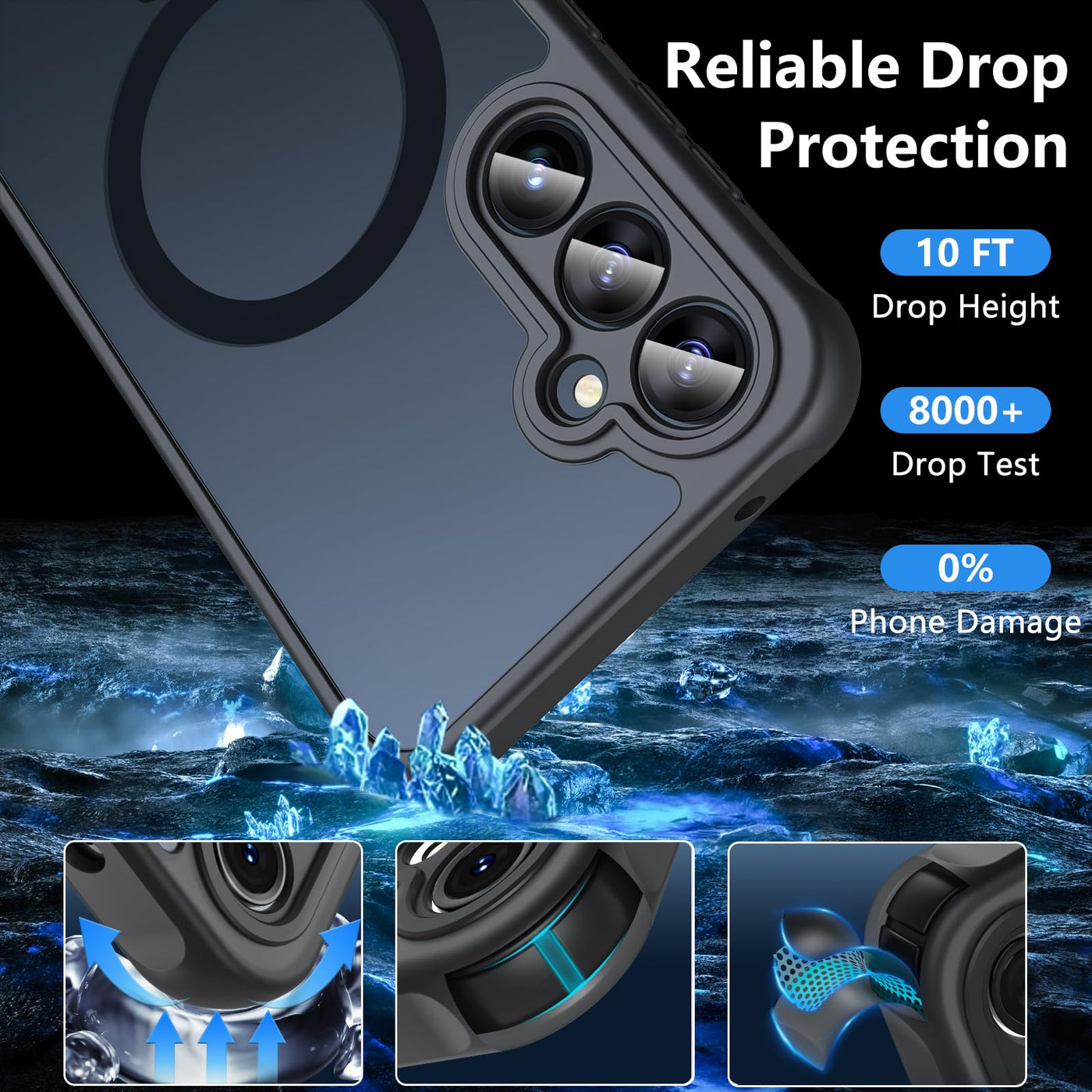 Hülle für Samsung Galaxy S23 FE 5G für Magsafe mit Panzer Schutz Glas, [Schutz in Militärqualität] Stoßfest Magnetisch Handyhülle Samsung S23 FE Case Dünn Outdoor Cover Schutzhülle für S23 FE, Schwarz