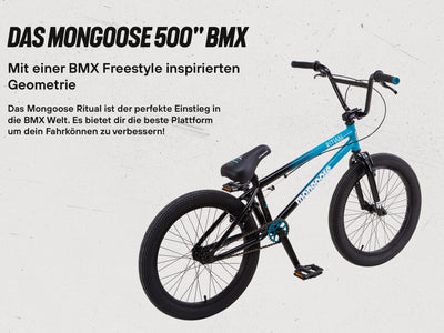 Mongoose Ritual 500 BMX-Rad, 20" Laufräder, Hi-Ten Stahlrahmen, Schwarz, Blau