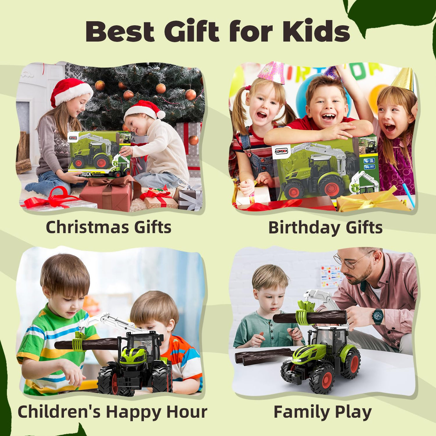 Ferngesteuerter Traktor Ferngesteuert, Traktor Spielzeug ab 3 Jahre, ferngesteuerter traktor ab 3 4 5 Jahre, ferngesteuertes auto ab 3 jahre mit Holzgreifer und 3 Baumstämme