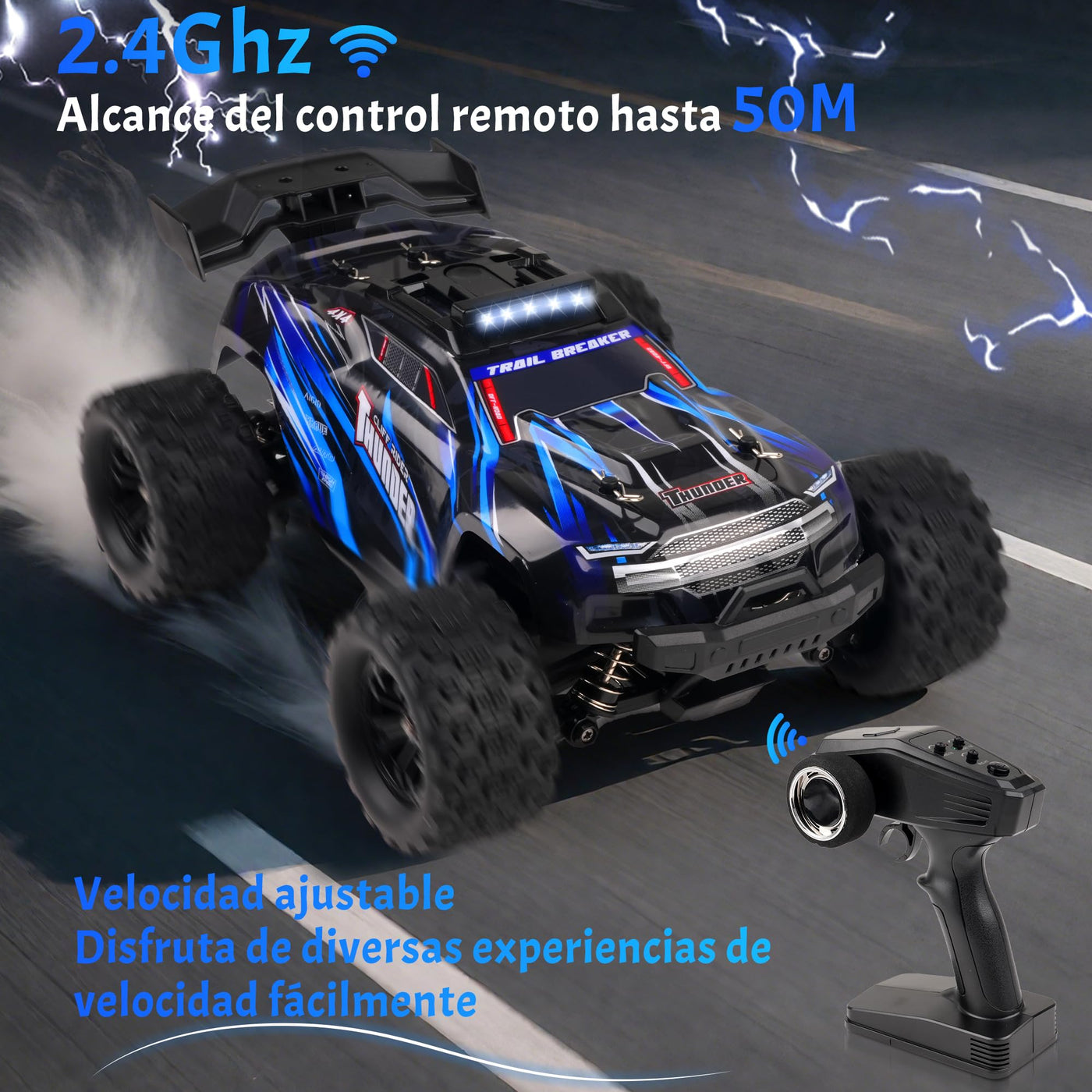 JOYTREKY Ferngesteuertes Auto – 1:18 High-Speed 40 Km/H Rc Auto 2,4 Ghz 4wd All Terrains Offroad Drift Truck Mit Zwei Wiederaufladbaren Batterien FüR LäNgeres Spielen FüR Kinder Und Erwachsene – Blau