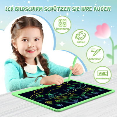 TUGAU LCD Schreibtafel Kinder Erwachsene, Löschbarer Maltafel Zaubertafel kinder 15 Zoll Zeichenbrett Geburtstag Weihnachts Geschenke Spielzeug für 3 4 5 6 7 8 Mädchen Jungen (Grün)