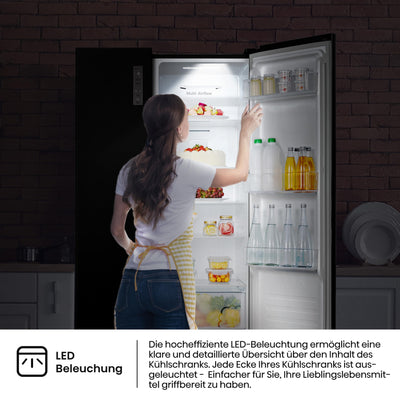Hisense RS677N4AFC Side by Side Kühl – Gefrier - Kombination,179cm, 519 Liter Gesamtkapazität, EEK: C, LED Beleuchtung, Multi Air Flow, Inverter Kompressor, Touch Display, schwarz