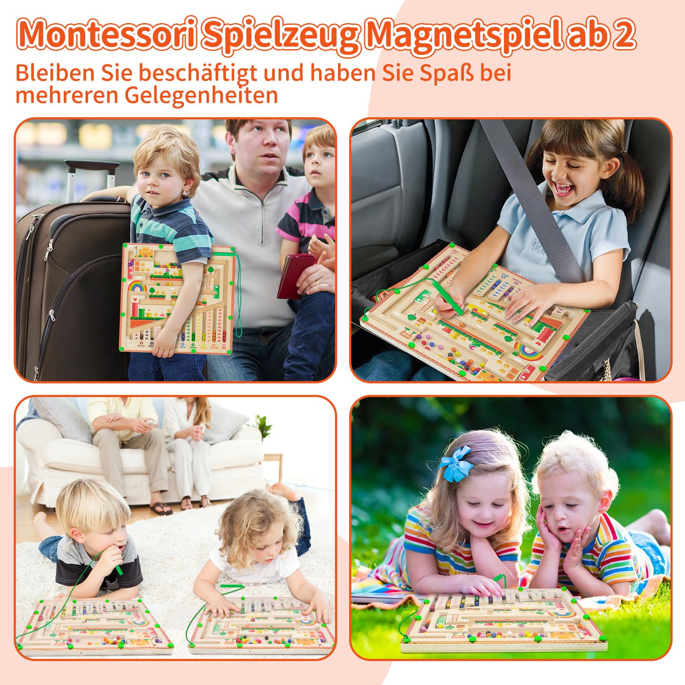 Montessori Spielzeug Magnetspiel Labyrinth ab 2 3 4 5 6 Jahre, Magnete Kinder Motorikspielzeug Magnet Spiel, Kinderspielzeug Magnetic Spiel, Holzspielzeug Geschenk für 2 3 4 Jahr Jungen Mädchen