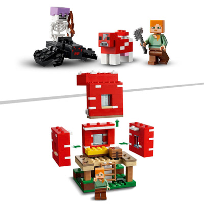 LEGO Minecraft Das Pilzhaus, Spielzeug ab 8 Jahren, Geschenk für Kinder mit Figuren von Alex, Mooshroom & Spinnenreiter, Kinderspielzeug 21179