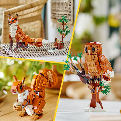 LEGO Creator Waldtiere: Rotfuchs, Tiere-Set mit Fuchs, Eule und Eichhörnchen Spielzeug, Tierfiguren des Waldes zum Spielen und Ausstellen, kreatives Geschenk für Jungs und Mädchen ab 9 Jahren 31154