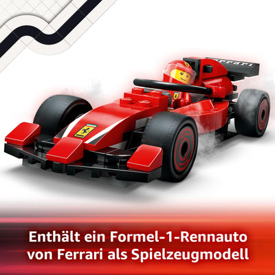 LEGO City F1 Boxenstopp mit Boxencrew und Ferrari Flitzer - Formel 1 Pit Stop Set mit 1 Rennfahrer und 4 Mechaniker Minifiguren - Spielzeug Rennauto für Jungen und Mädchen ab 6 Jahren - 60443