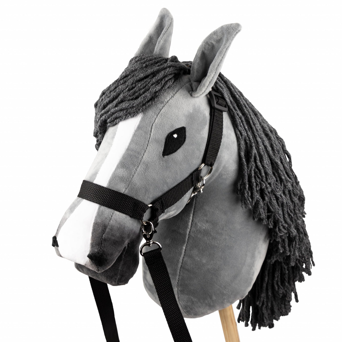 SKIPPI Hobby Horse Graues, Steckenpferd mit Halfter und Zügeln im Set, Hobby Horsing Pferd A3