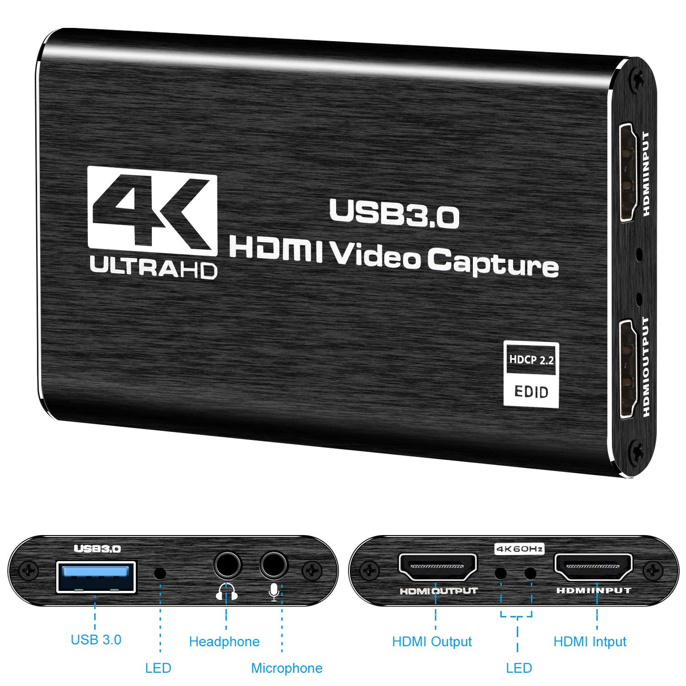 Rybozen Game Capture Karte USB 3.0 Video Card HD 1080P HDMI Videoaufnahme mit Live- Übertragungen Recorder Gerät Streaming für Windows Linux OS X System