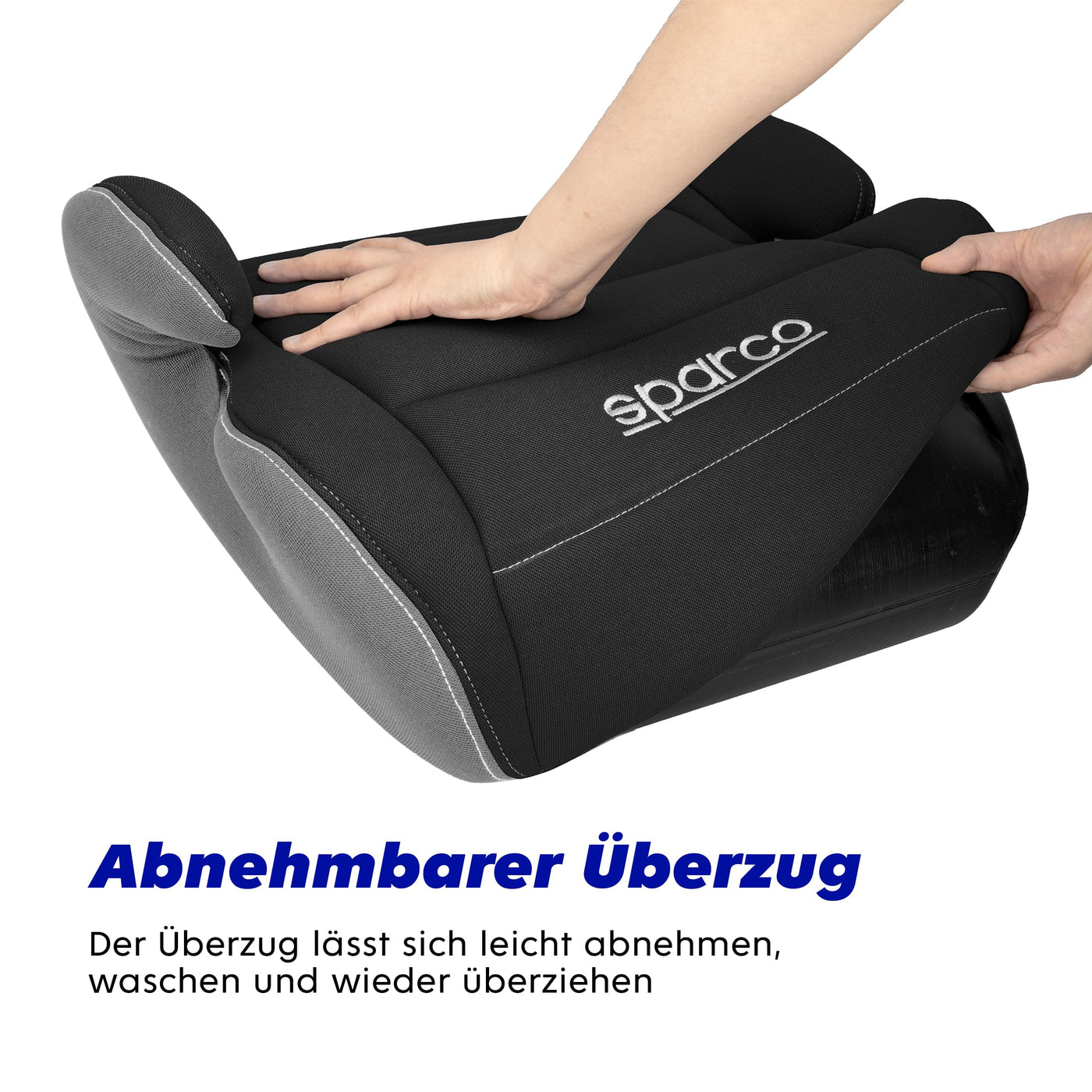 Sparco Kinderautositz-Erhöhung Schwarz und Grau i-Size. Neue Europäische Norm 2024 ECE 129/03. 125-150 cm