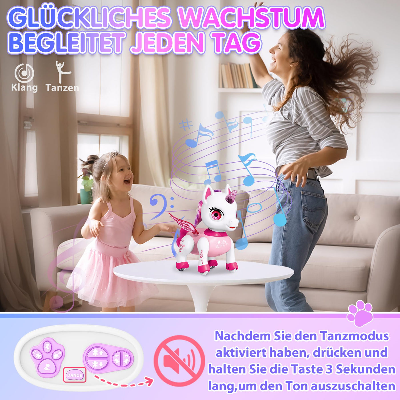 Joellfuner Roboter Einhorn, Ferngesteuerter Roboter für Kinder, Intelligenter Interaktiver Spielzeug Roboter, Kreative Haustier Geschenke für Jungen und Mädchen 3-12 Jahren (Einhorn)