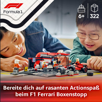 LEGO City F1 Boxenstopp mit Boxencrew und Ferrari Flitzer - Formel 1 Pit Stop Set mit 1 Rennfahrer und 4 Mechaniker Minifiguren - Spielzeug Rennauto für Jungen und Mädchen ab 6 Jahren - 60443