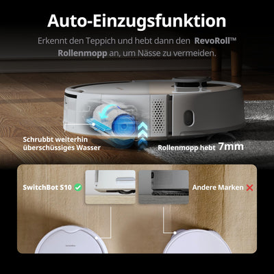 SwitchBot S10 Saugroboter mit Wischfunktion - Saugroboter mit Absaugstation für 70 Tage, Auto-Wasserfüllen & ablassen, Mopp-Selbsttrocknung & -Reinigung, Selbstleerung, 6500Pa, Funktioniert mit Alexa