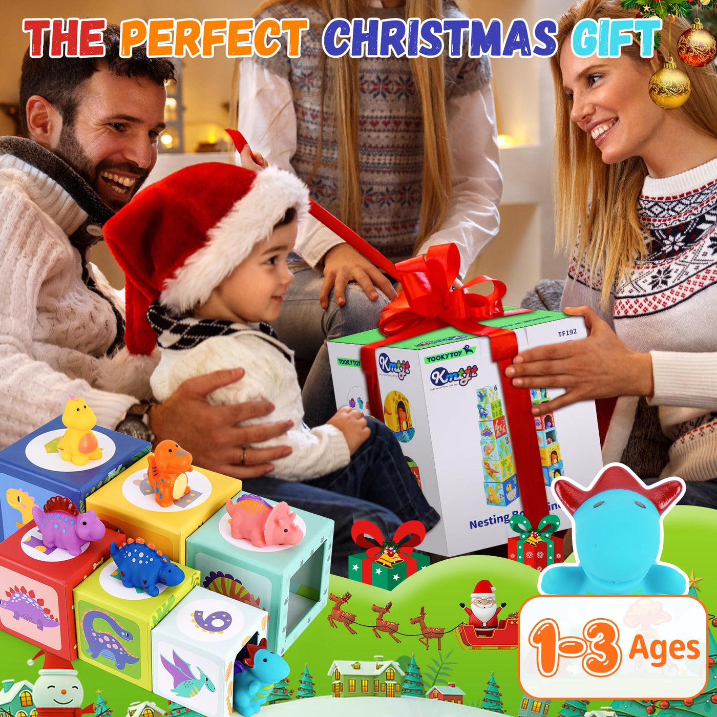 KMTJT Kleinkind-Dinosaurier-Sortier- und Stapelspielzeug, Blöcke für 12- bis 18-monatige Babys, Vorschullernen, Zahlen-Nistkästen, Montessori-Badespielzeug, Geschenke für 1- bis 3-jährige Babys, Junge