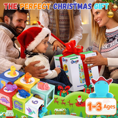 KMTJT Kleinkind-Dinosaurier-Sortier- und Stapelspielzeug, Blöcke für 12- bis 18-monatige Babys, Vorschullernen, Zahlen-Nistkästen, Montessori-Badespielzeug, Geschenke für 1- bis 3-jährige Babys, Junge