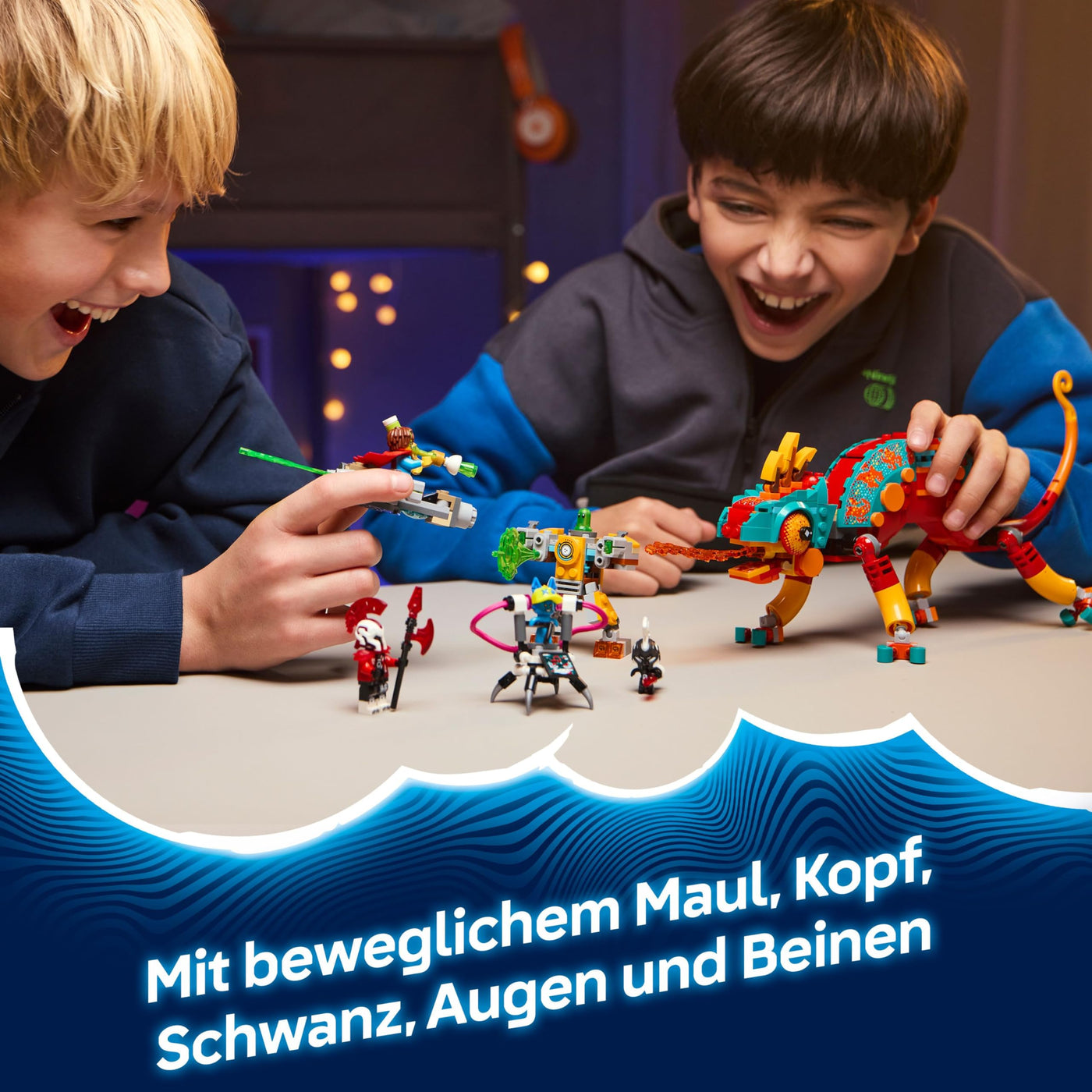 LEGO DREAMZzz 2-in-1 Mateos Feuer-Chamäleon - Fantasy-Tierfigur umbaubar in Spielzeug-Jet & Mech - Set für Jungen & Mädchen ab 7 Jahren inkl. 2 Minifiguren - Geschenkidee - 71492