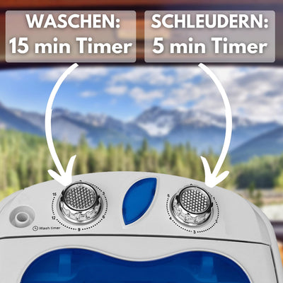 Steinborg Mini Waschmaschine mit Schleuder | Waschautomat bis 3 KG | Reisewaschmaschine | Miniwaschmaschine | Camping Mobile Waschmaschine | Toploader | (1 Kammer)