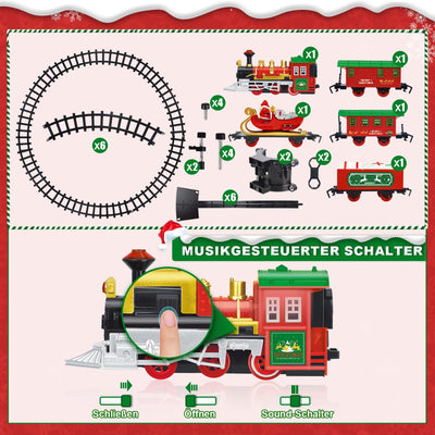 Herenear Zug für Christbaum, Eisenbahn im Weihnachtsbaum, Eisenbahn Kinder elektrisch, Electric Christmas Tree Train Spielzeug Geschenk für Kinder ab 6 7 8 10+Jahren (In den Bäumen)