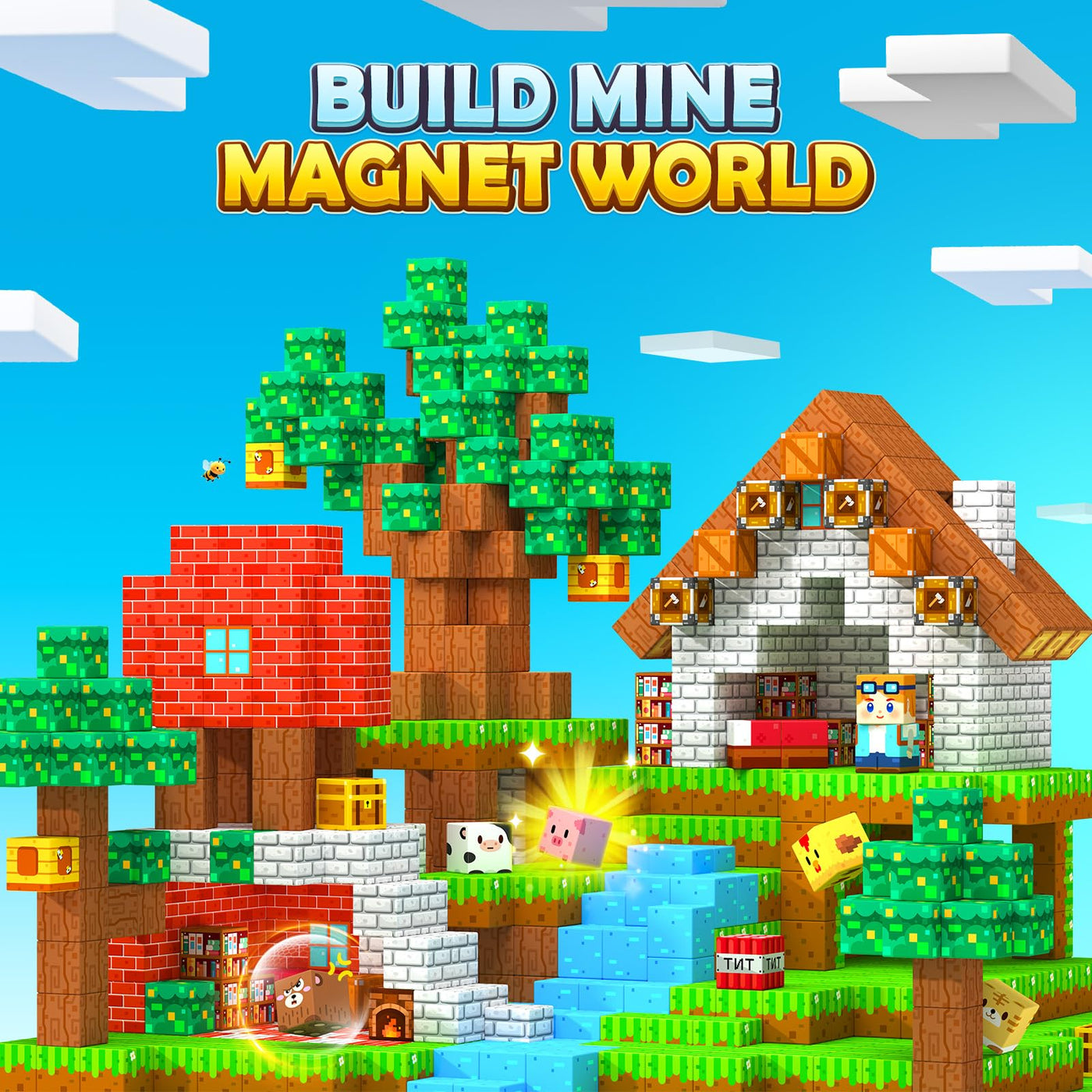 Magnetische Bausteine STEM Montessori Spielzeug für Kleinkinder und Kinder ab 3 Jahre, Vorschule Sensorische Magnetbausteine Kinderspielzeug, Magnetische Fliesen Geschenke für Mädchen und Jungen