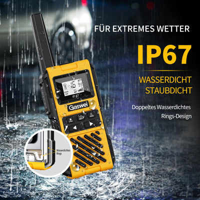 Gaswei G1pro Hochleistungs- Walkie Talkies mit großer Reichweite für Erwachsene, wiederaufladbare Notfallfunkgeräte, 16-Kanal-Walkie-Talkie mit Lithium-Ionen-Akku, IP67 wasserdicht (2 Stück)