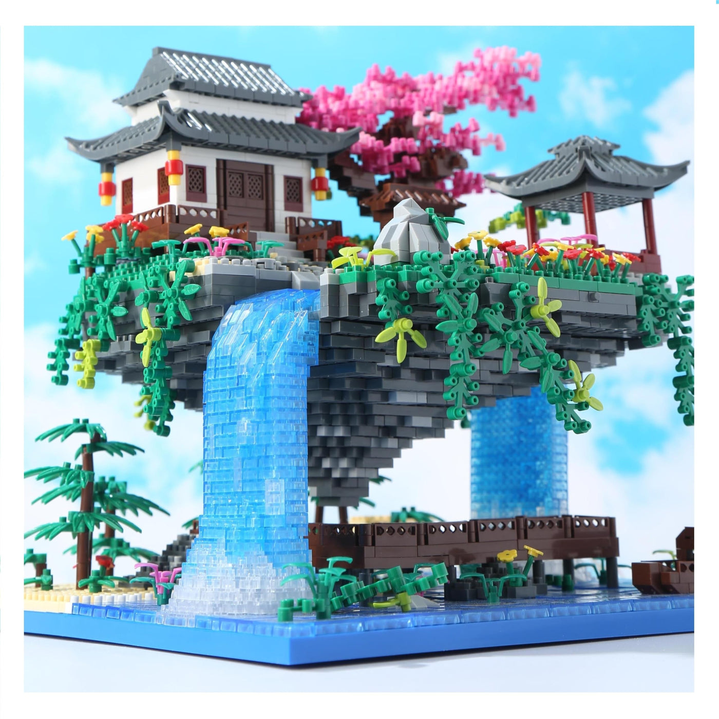 Yushinv Sakura Baumhaus Bauklötze Kit mit Geschenkbox 3320 Stück,Original Musik Kirschbaum Bonsai Baukasten Typ:Symphony, Japan Sakura Baumhaus Lichter Baukasten,Bonsai Baum Kirschblüten Baustein