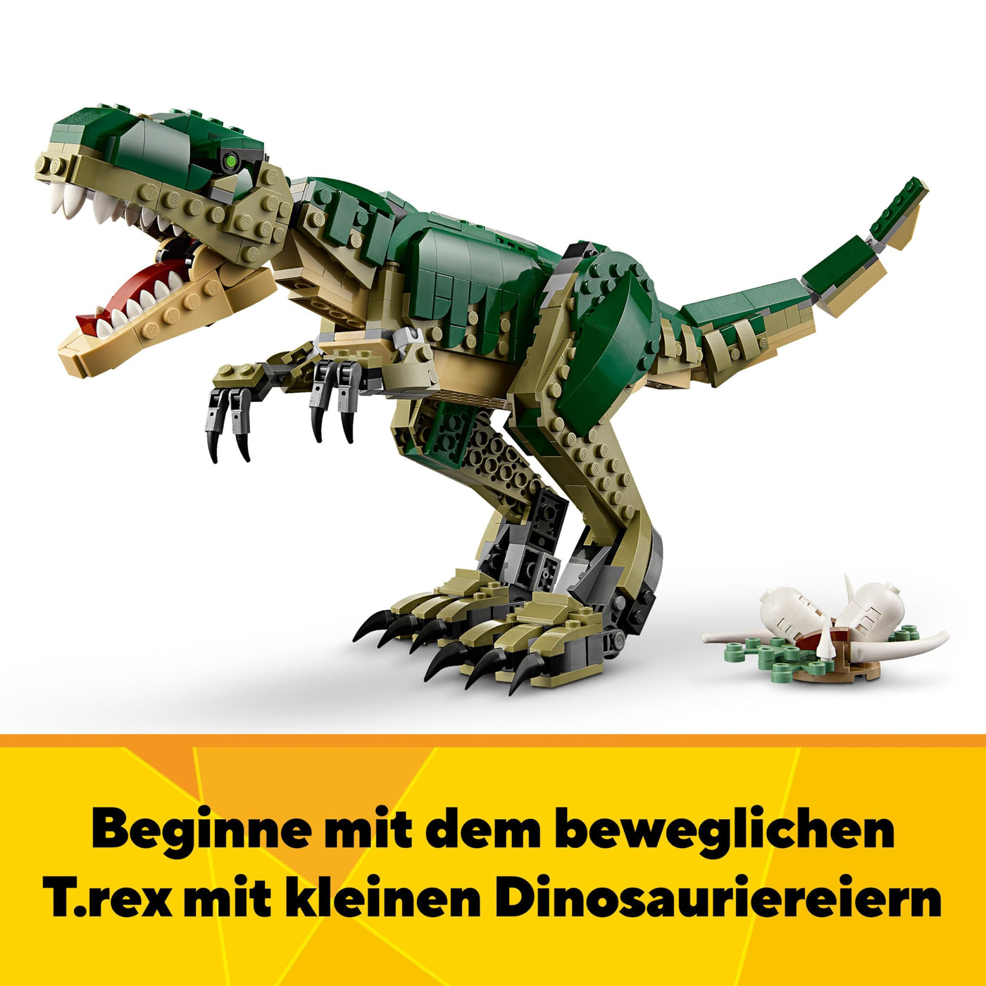 LEGO Creator T.Rex, 3-in-1-Dino zum Umbauen in einen Triceratops oder Pterodaktylus, bewegliches Dinosaurier Modell für Kinder, Geschenk für Jungen und Mädchen 31151