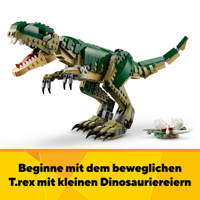 LEGO Creator T.Rex, 3-in-1-Dino zum Umbauen in einen Triceratops oder Pterodaktylus, bewegliches Dinosaurier Modell für Kinder, Geschenk für Jungen und Mädchen 31151