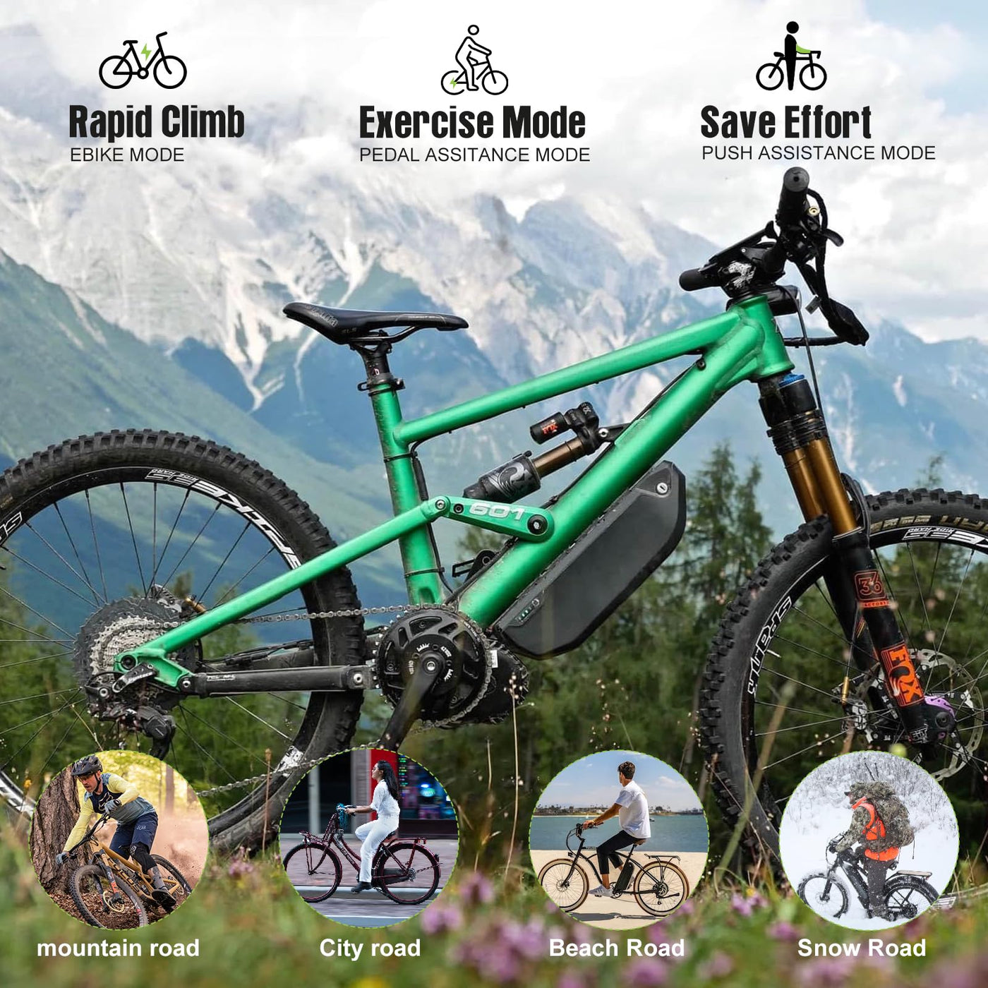 BAFANG 36V 350W Mittelmotor - BBS01B Mittelmotor-Kit mit Akku (optional) und LCD-Display für 68-73 mm Tretlager, 8fun BBS01 G340 Elektrofahrrad-Umrüstkit, DIY-E-Bike-Kit