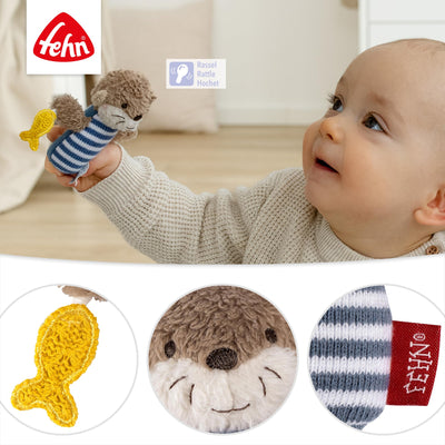 Mini-Rassel Otter – Mini-Greifling zum Rasseln, Fühlen, Spielen mit kuschelweichem Stoff-Tier – ein treuer Begleiter für Babys und Kleinkinder ab 0+ Monaten