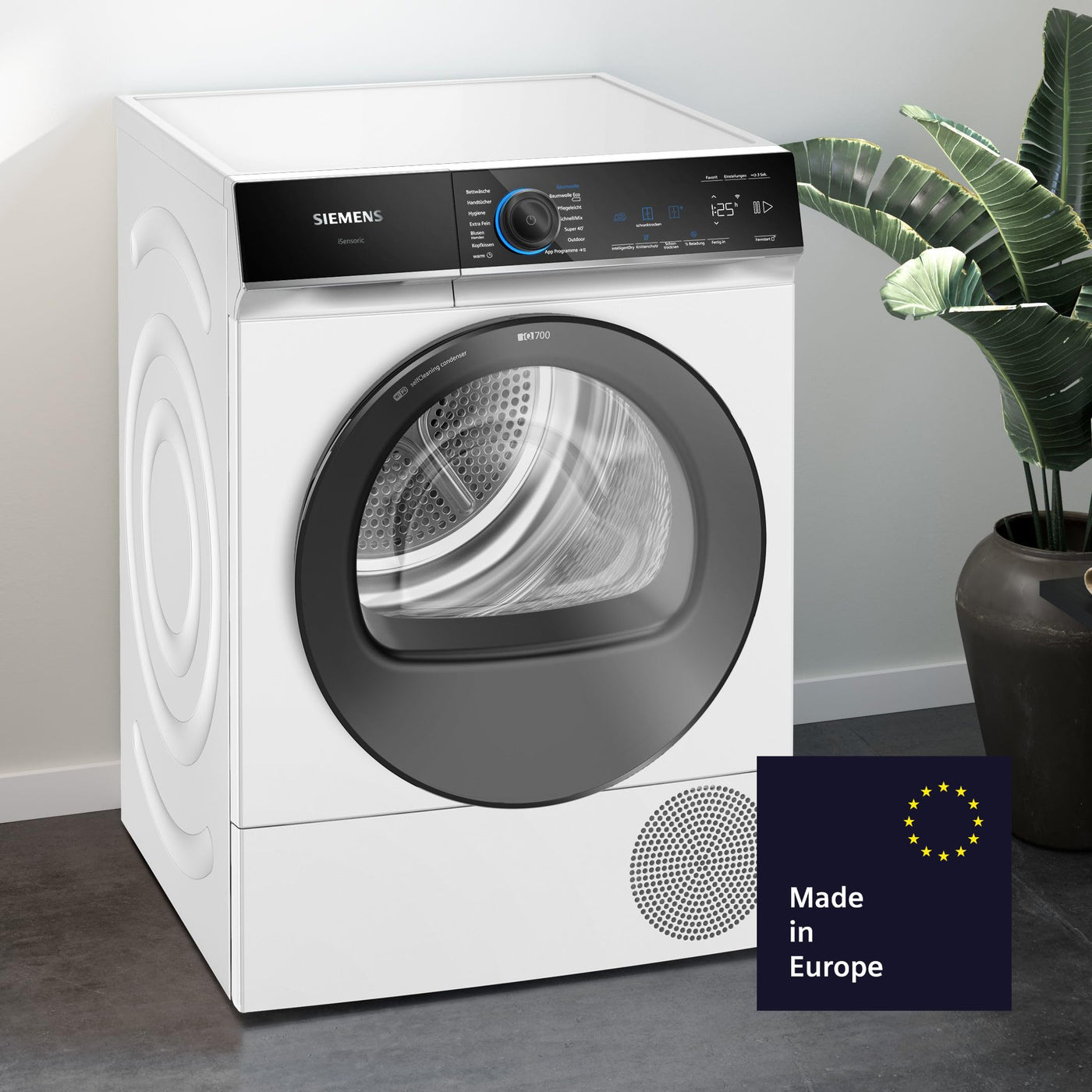 Siemens WQ35B2B30, Smarter iQ700 Wärmepumpentrockner für 1-8 kg Wäsche, Schnellprogramm, Schonende autoDry Trocknung, softDry Schontrommel mit Licht, Outdoor-Programm, directTouch Plus Display, Weiß