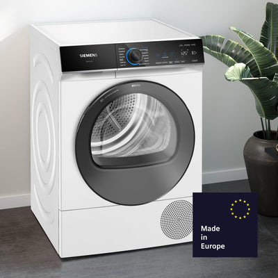 Siemens WQ35B2B30, Smarter iQ700 Wärmepumpentrockner für 1-8 kg Wäsche, Schnellprogramm, Schonende autoDry Trocknung, softDry Schontrommel mit Licht, Outdoor-Programm, directTouch Plus Display, Weiß