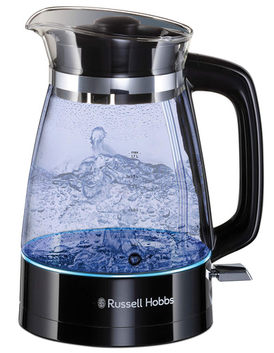 Russell Hobbs Wasserkocher [1,7l, 2400W, optimierte Design-Ausgusstülle aus Glas, LED-Beleuchtung] Classic Design (Schnellkochfunktion, abnehmbarer Deckel, Kalkfilter,Boden aus Edelstahl)26080-70