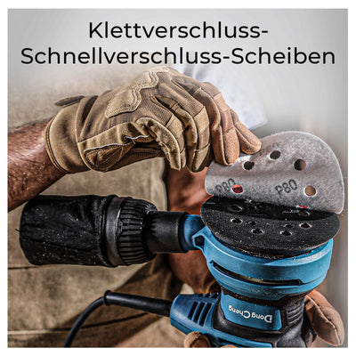 DongCheng Exzenterschleifer 380W, 125mm Schleifmaschine, 6 Geschwindigkeiten 8,000-12,800 U/min mit Staubfangbehälter und 20 Schleifpapier, ideal für professionelle Holzbearbeitung und Schleifarbeiten