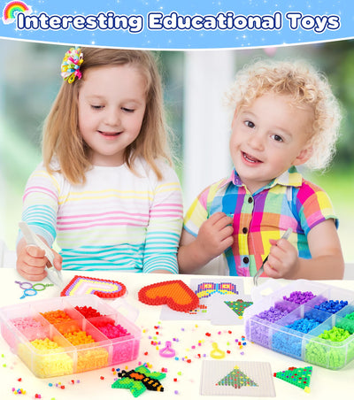 Ophy Bügelperlen Set | 15000 Stück 5mm Bügelperlen mit Dreilagiger Aufbewahrungsbox, 6 Bügelperlen Platten, 16 Muster, 5 Bügelpapiere, 20 Farben DIY Bügelperlenn, 3D für Kinder Geschenk Bastelideen