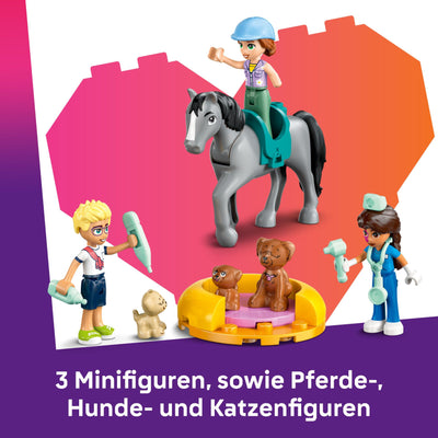 LEGO Friends Tierarztpraxis für Pferde und Haustiere - Pferdespielzeug für Mädchen und Jungen mit 3 Figuren und 5 Tierfiguren - Kreatives Spielset - Geschenk für Kinder ab 7 Jahren 42651