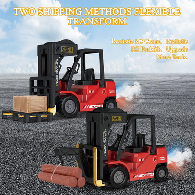 Mostop Ferngesteuerter Gabelstapler Spielzeug, 1/24 Rc Gabelstapler Spielzeug, mit Boxen/Ton- und Lichtspray, Zwei wiederaufladbare Batterien & Ladegerät, Technik Auto Junge Geschenk