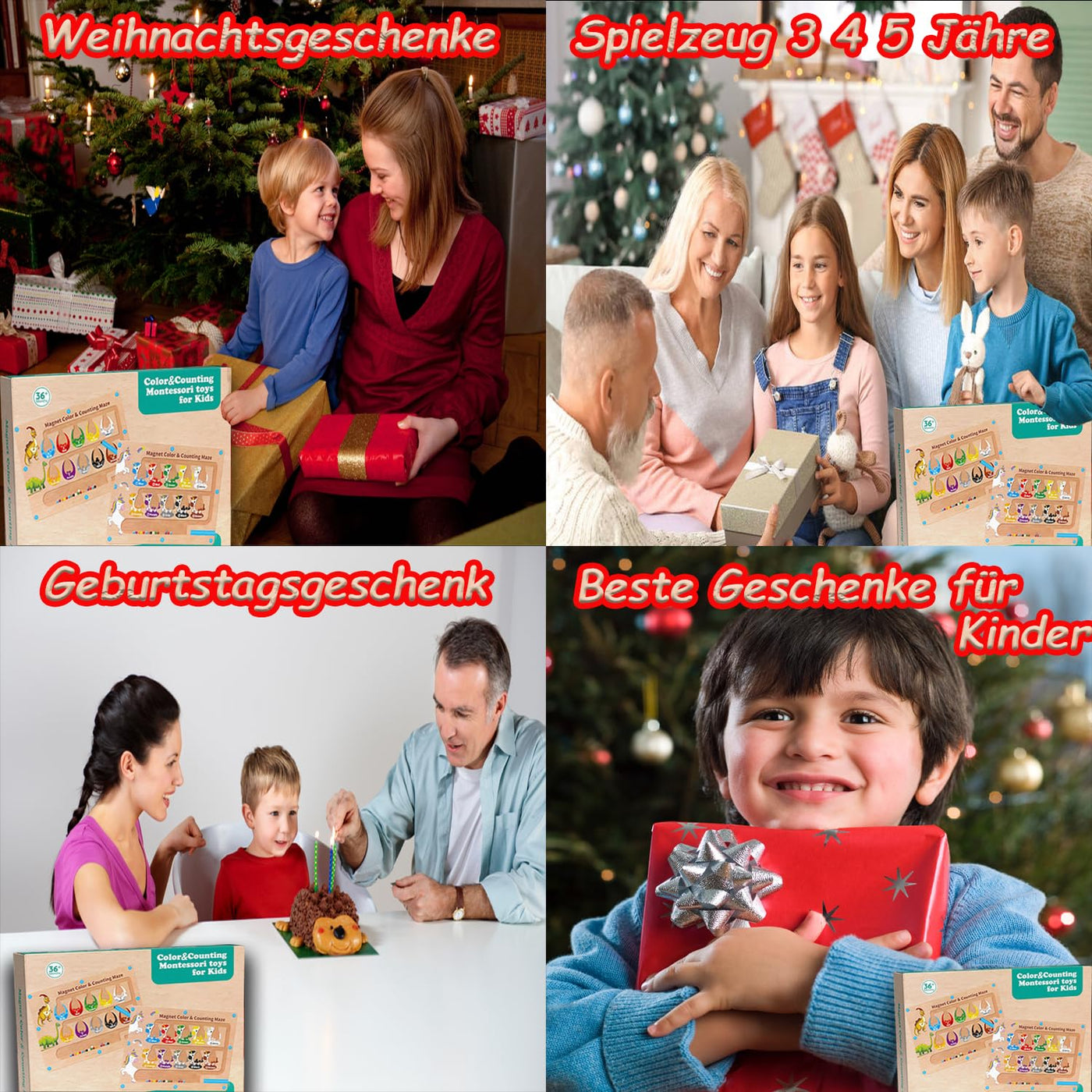 Montessori Spielzeug ab 2 3 4 5 6 Jahre Magnetspiel Labyrinth Geschenk für Mädchen Junge 3-8 Jahre Spielzeug Mädchen Junge Kinder Holzspielzeug Zahlen & Farben Lernspiele Motorikspielzeug Weihnachten