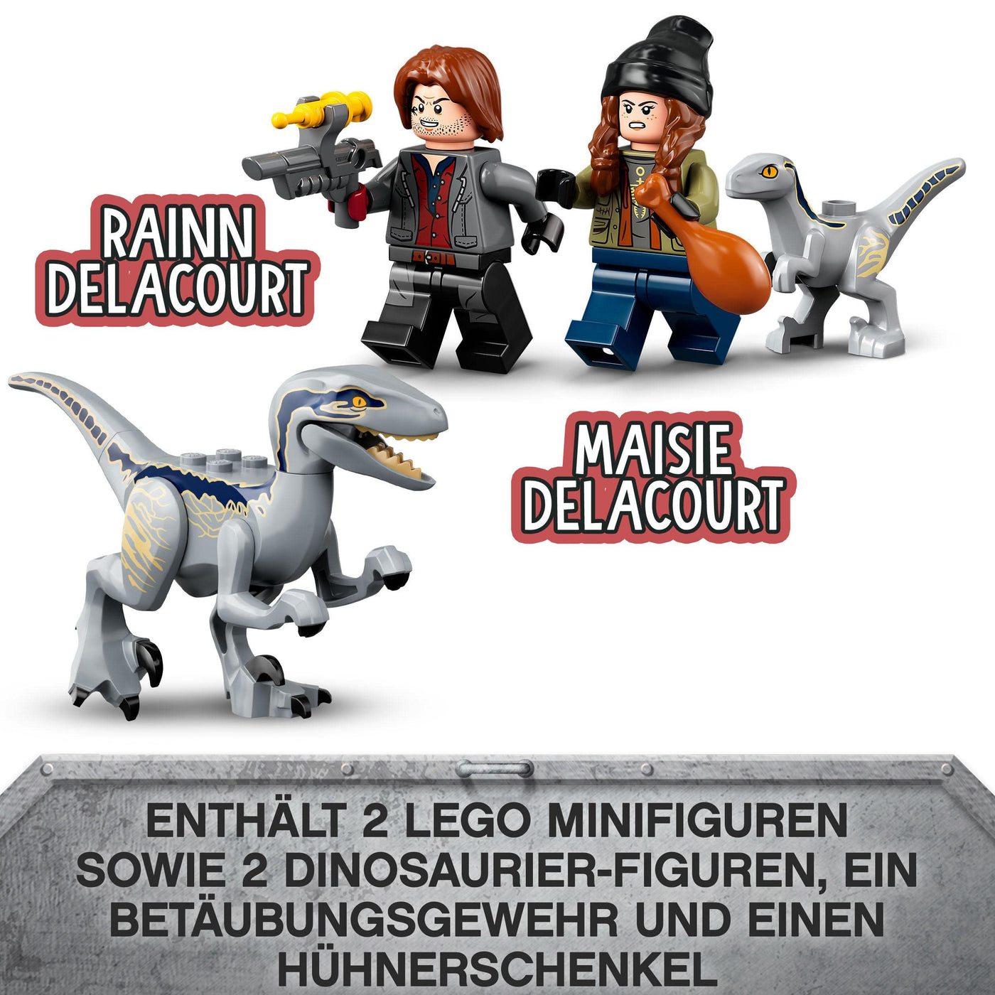 LEGO Jurassic World Blue & Beta in der Velociraptor-Falle, Spielzeugauto mit Dinosaurier Figuren, Geschenk für Kinder ab 6 Jahren 76946