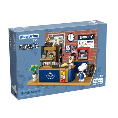 BlueBrixx Pro 107367 – Barista Snoopy aus Klemmbausteinen mit 520 Bauelementen