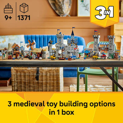 LEGO Creator Ritterburg im Mittelalter - 3-in-1-Bauset - Spielzeug Ritterburg - Umwandelbar in Ritterturnier-Szene oder Stadt - 6 Minifiguren - Geschenk für Jungen und Mädchen ab 9 Jahren 31168