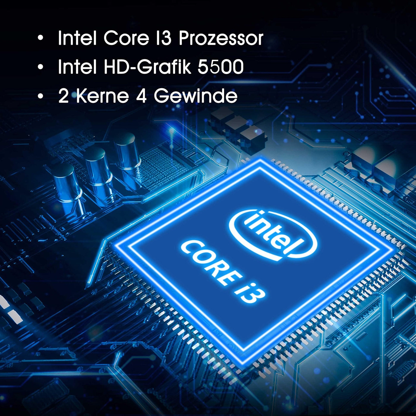 LincPlus P4 14 Zoll Laptop Netbook Intel Core i3 Prozessor 8GB RAM 128GB SSD Full HD Notebook mit QWERTZ Deutscher Tastatur, Windows 10 Home