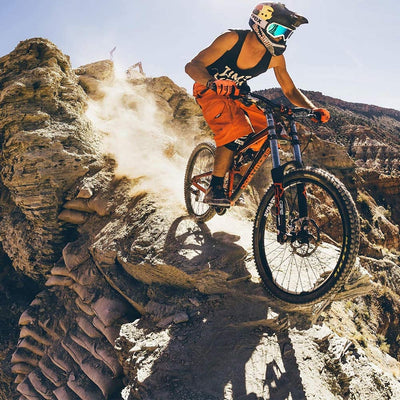 Wmmner 26 Zoll Mountainbikes Mit Doppelfederung Für Erwachsene Männer Frauen, Fettreifen Anti-Rutsch Mechanische Scheibenbremsen Mountainbike, All Terrain High Carbon Steel Bike, Rot, 27 Geschwindigke