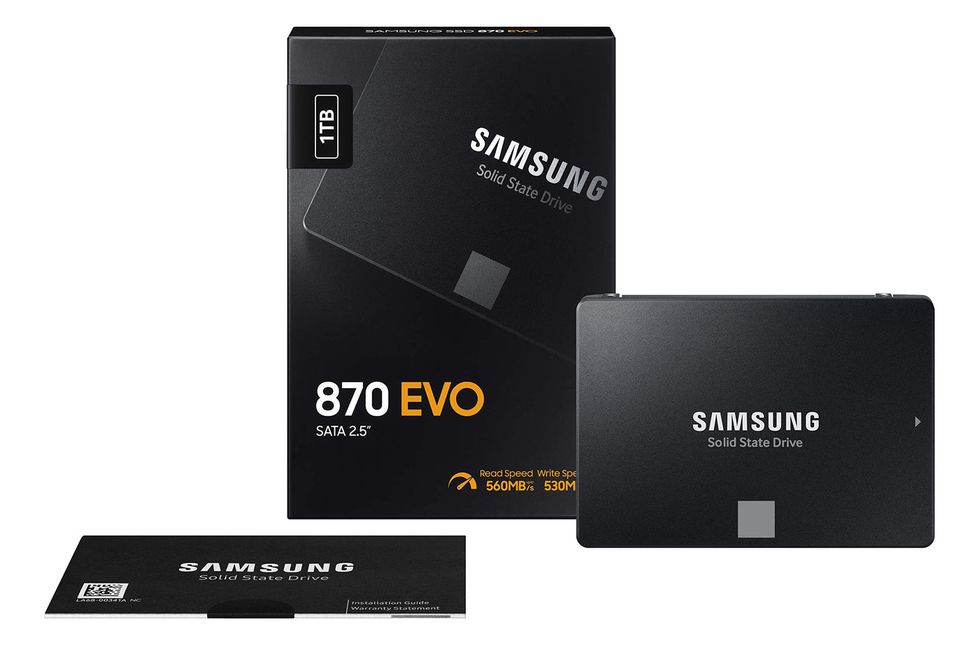 Samsung 870 EVO SATA III 2,5 Zoll SSD, 1 TB, 560 MB/s Lesen, 530 MB/s Schreiben, Interne SSD, Festplatte für schnelle Datenübertragung, MZ-77E1T0B/EU