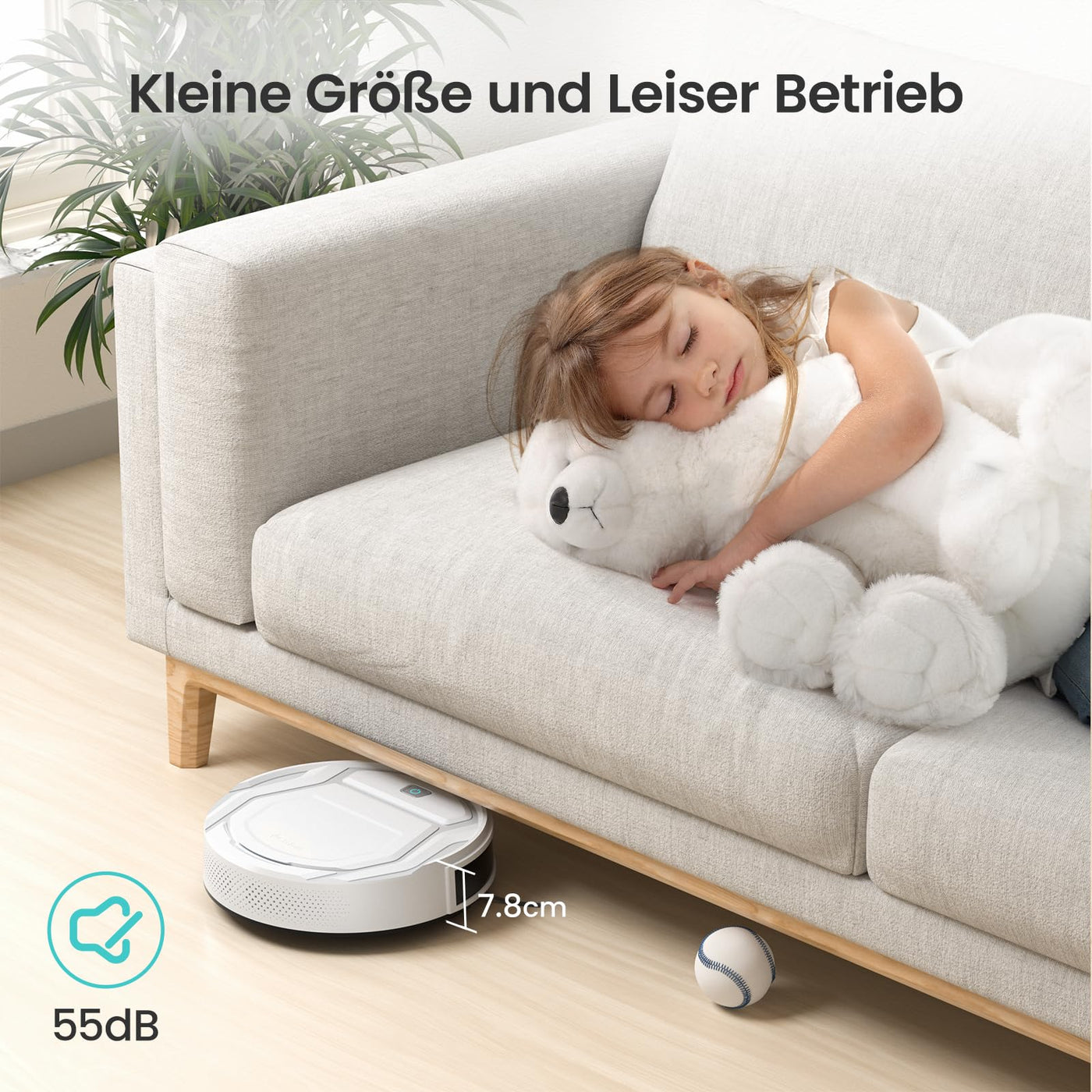 LEFANT Saugroboter mit Fernbedienung, 2200Pa Staubsauger Roboter, 120Mins Max, WLAN Roboterstaubsauger, Selbstaufladend, App/Alexa, Ideal für Tierhaare, Teppich, Hartboden 210P Weiß